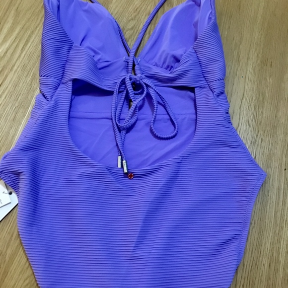 RED CARTER Riviera Sunset Plunge Ribbed One Piece - Picture 4 of 6